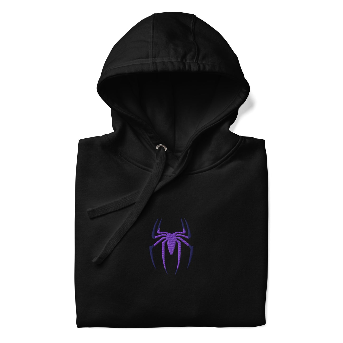 Spider Edition hoodie black front detail – unisex premium pullover