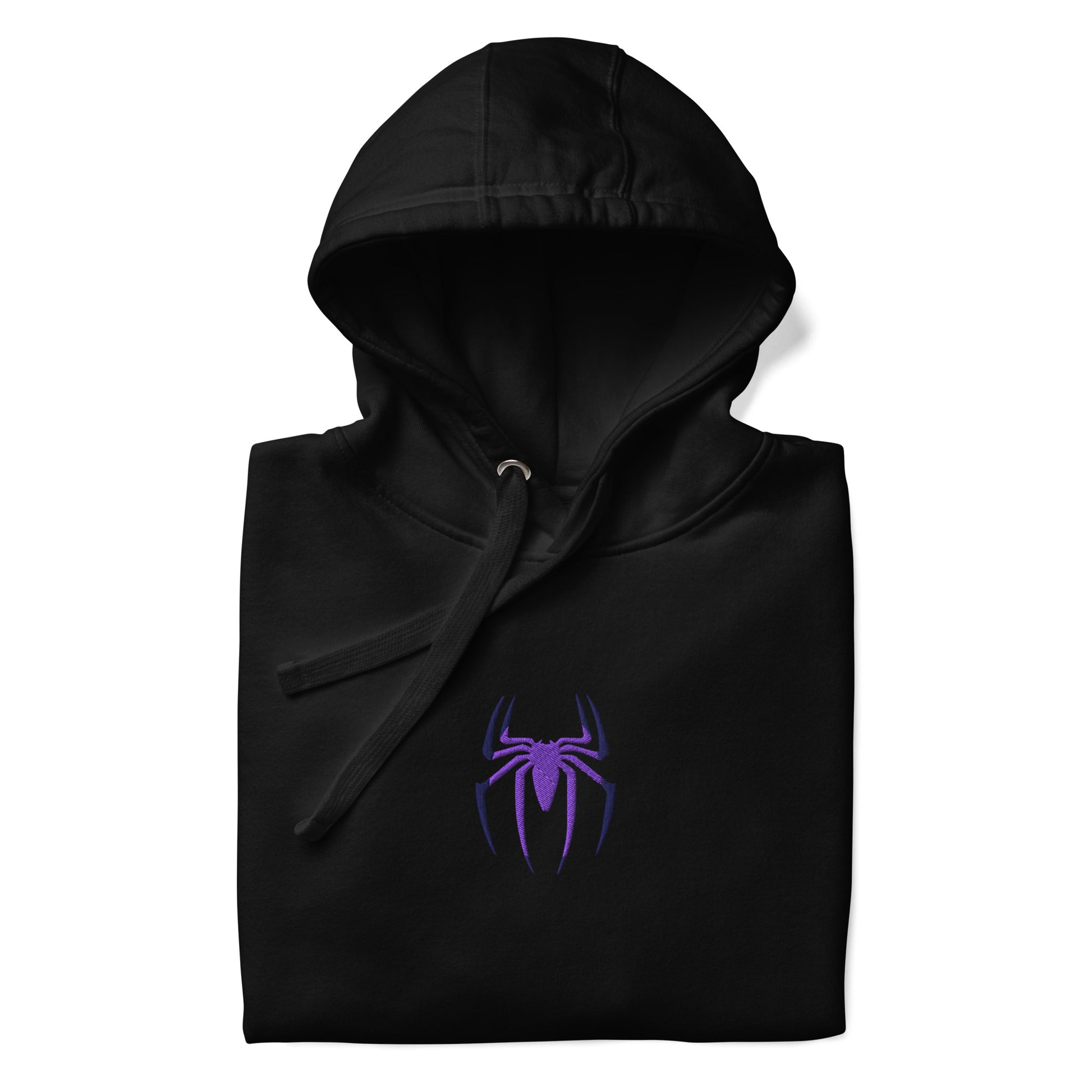 Spider Edition hoodie black front detail – unisex premium pullover